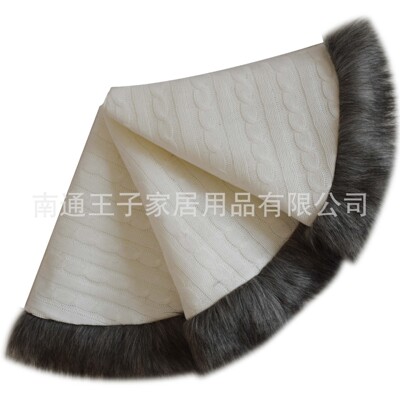 白色针织圣诞树裙圣诞树树底座装饰品36inch 工厂店
