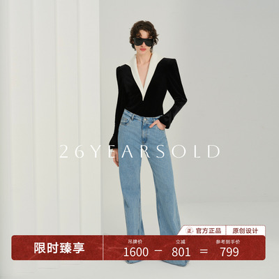 复古宫廷风V领丝绒假两件上衣