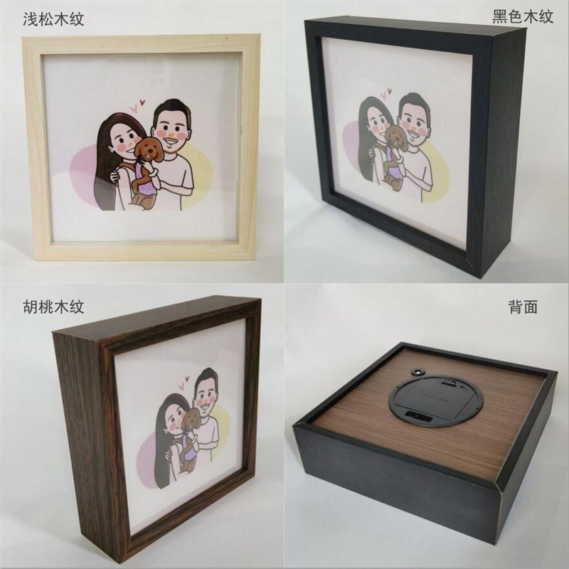 来图定做插画照片小夜灯 实木木纹灯箱 女生儿童生日礼物广告摆件