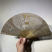 艺楠香阴沉金丝楠木折扇满水波走秀汉服工艺扇中国风镂空乌木扇子