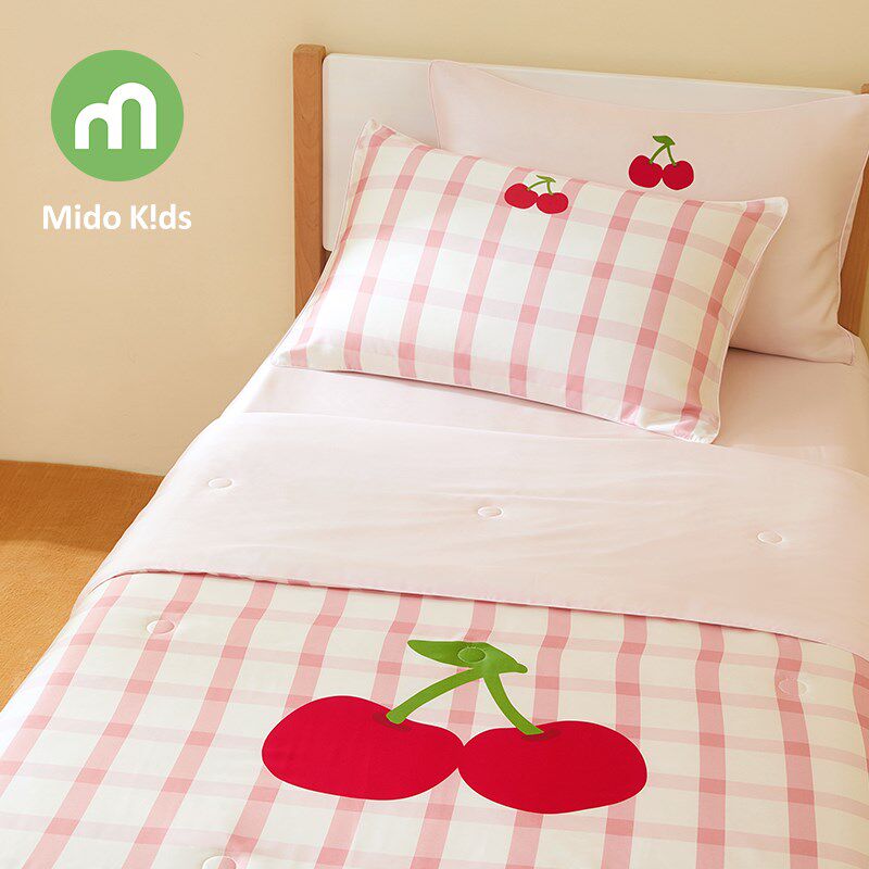 儿童天丝夏凉被四件套女童被子被芯空调被莱赛尔纤维夏被甜甜樱桃
