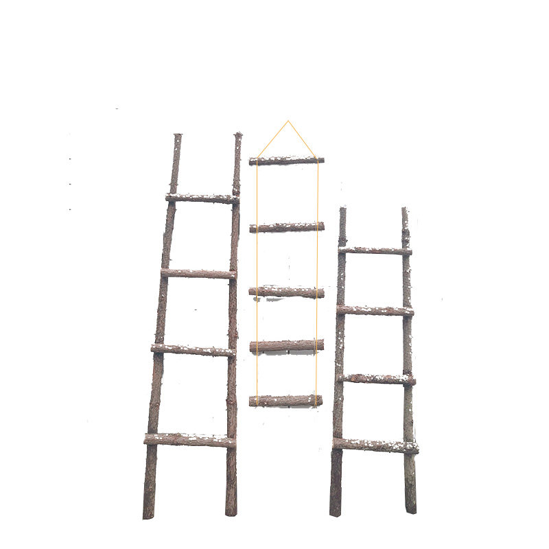 摆件带皮木桩实木质梯子壁挂麻绳木梯装饰森系婚庆礼布置背景包邮