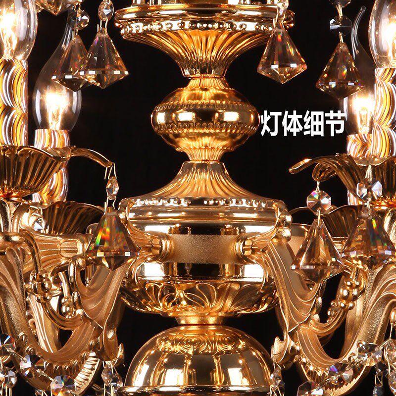 奥灯欧式古典酒店大堂复古吊灯别墅客厅中空锌合金蜡烛水晶灯1806