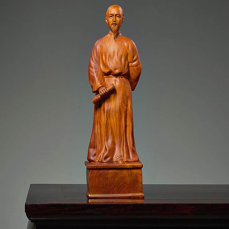创意雕像古代人物中式清代雕塑实木工艺礼品摆饰家居书房桌面工艺