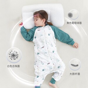 诗幼乐婴儿睡袋夏季纱布长袖儿童宝宝一体式防踢被春秋四季夏薄款