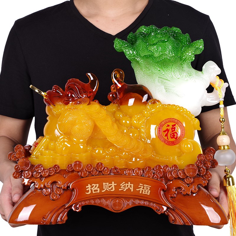 招财金蟾蜍玉白菜葫芦摆件 店铺乔迁开业送礼品前台收银台装饰品