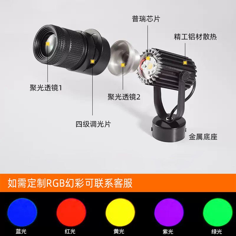 明装射灯轨道灯可调光圈大小店铺商用舞台聚光灯重点照明中山灯具