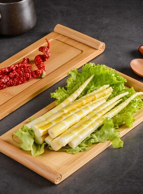 特色火锅店餐具手切牛羊肉卷菜盘网红创意竹木质长条烤肉盘子商用
