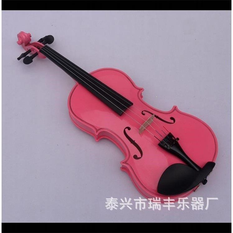 彩色小提琴初学者成人儿童练习小提琴全木质白粉红紫蓝红黑哑乐器