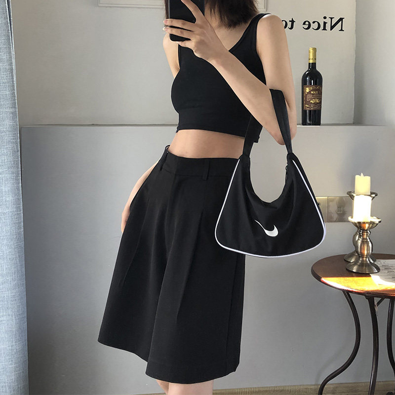 2021新款夏季高腰五分短裤女直筒宽松休闲西装裤垂感黑色阔腿裤子