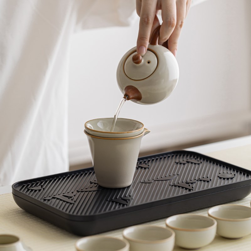 黄汝窑旅行茶具套装家用功夫便携式户外茶壶喝茶盖碗茶杯2024新款