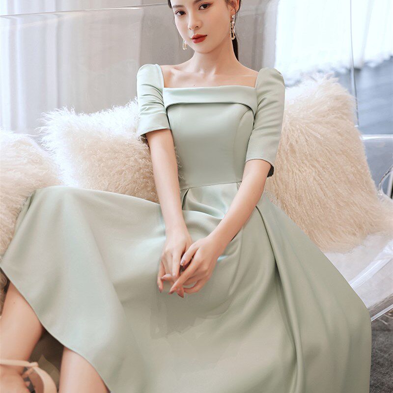 宴会法式轻奢小众晚礼服裙平时可穿气质小个子年会主持人连衣裙女