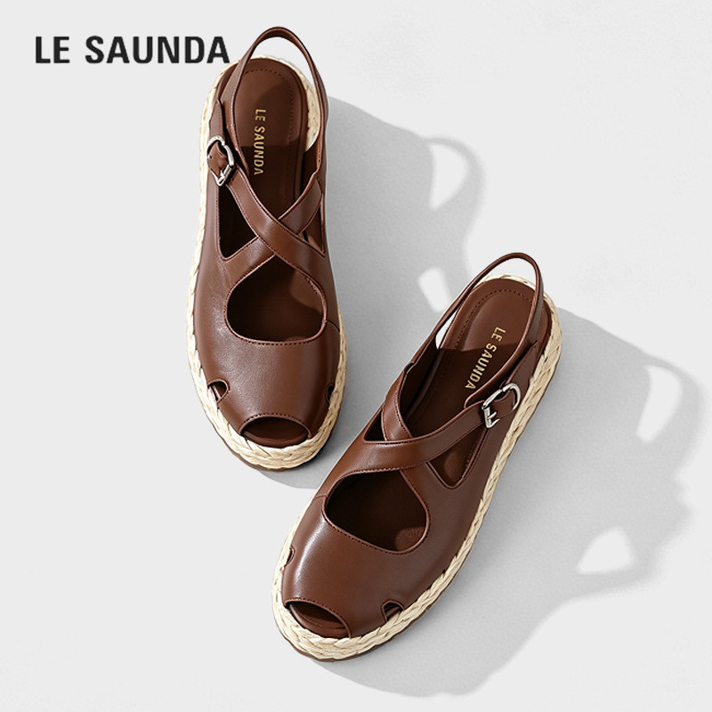 LESAUNDA/莱尔斯丹交叉绑带凉鞋