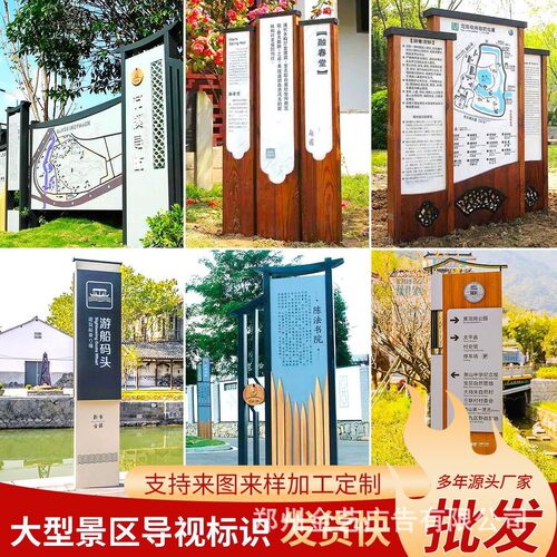 户外景区标识牌定制指示牌导向牌立牌停车场标识商场发光导视牌厂