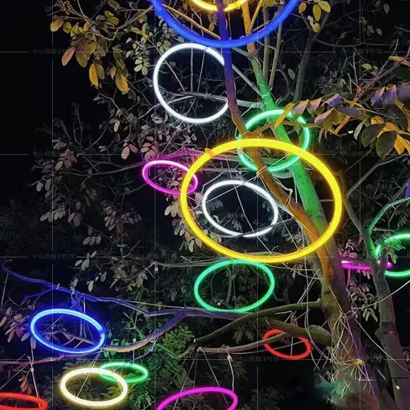 led挂树灯圆圈枹树灯户外街道节日景观亮化光环装饰灯庭院工程灯