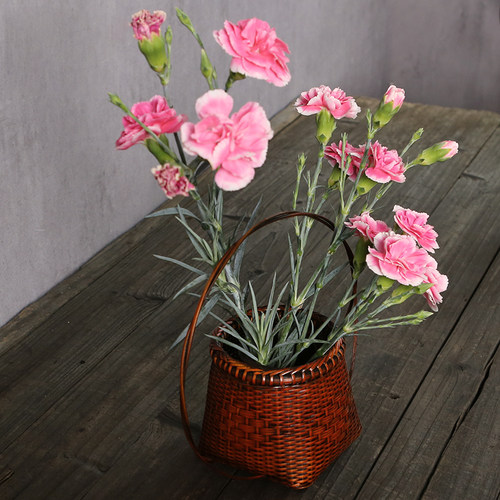 花篮摆件民间传统手工竹编花瓶花器禅意日式轻奢插花器皿花艺表演