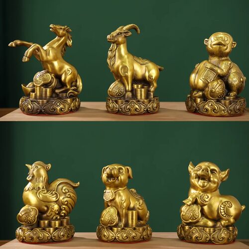 铜十二生肖摆件全套铜鼠牛虎属兔龙蛇马羊猴鸡狗猪摆件家居摆件