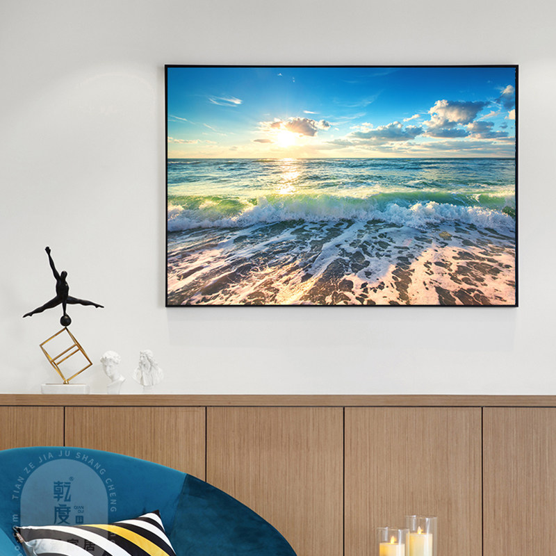 大海浪花装饰画蓝色风景水波浪客厅沙发背景墙办公室公司餐厅挂画