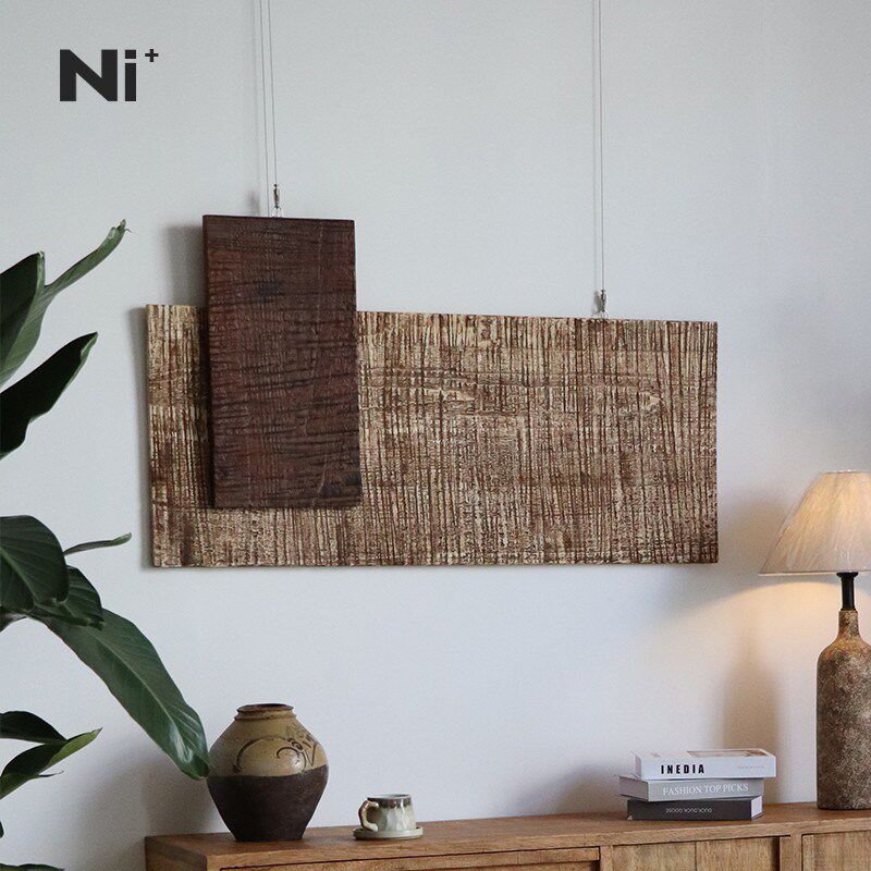 Ni尼家侘寂风装饰画玄关中古餐厅客厅沙发背景墙肌理复古挂画组合