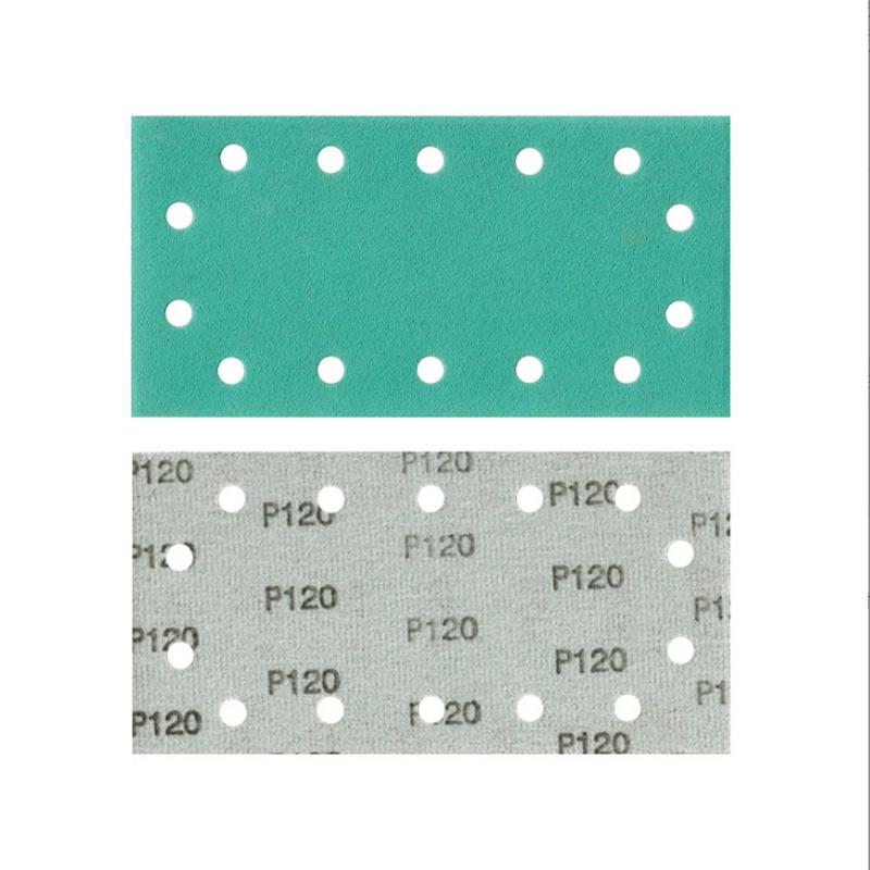 绿砂长方形14孔干磨绿色汽磨砂纸砂纸车干打磨砂纸115x230mm