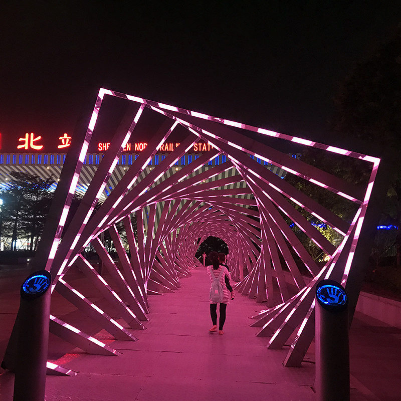爱心长廊LED户外防水拱门时光隧道灯光节工程亮化造长通道景观灯