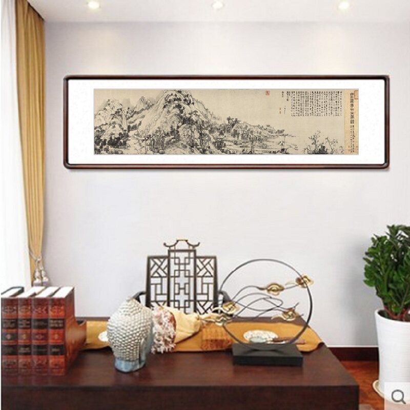 富春山居图国画山水画新中式客厅带框挂画书房餐厅办公室聚财字画