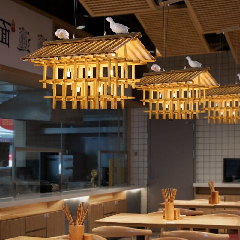 中式复古餐厅韩日式料理川湘菜吧台灯民宿酒店侘寂风禅意茶室吊灯