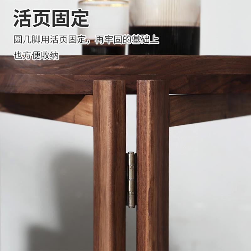 北欧黑胡桃木带滑轮移动实木边几角几小推车茶几客厅阳台置物餐车