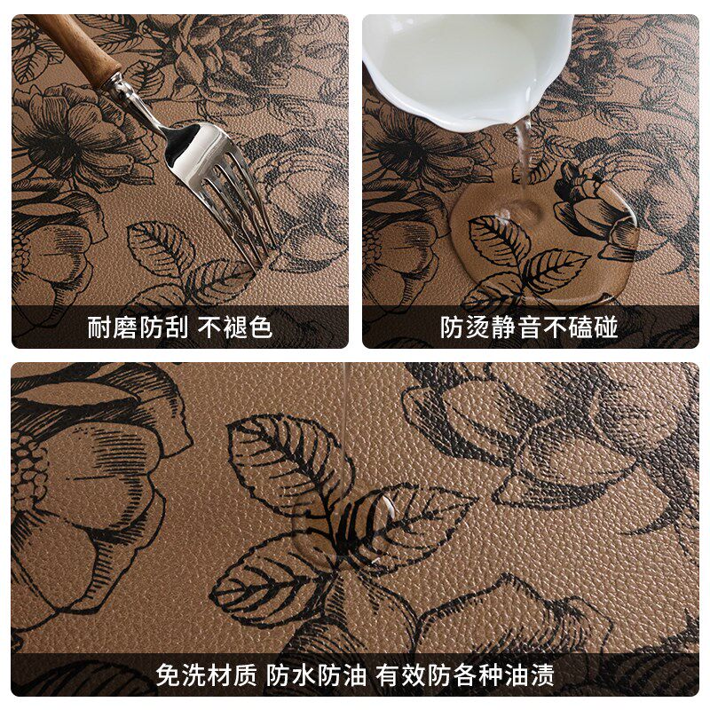 罗塞尔中古风桌布花卉免洗防水防油皮革桌布书化妆台桌面垫梳妆台