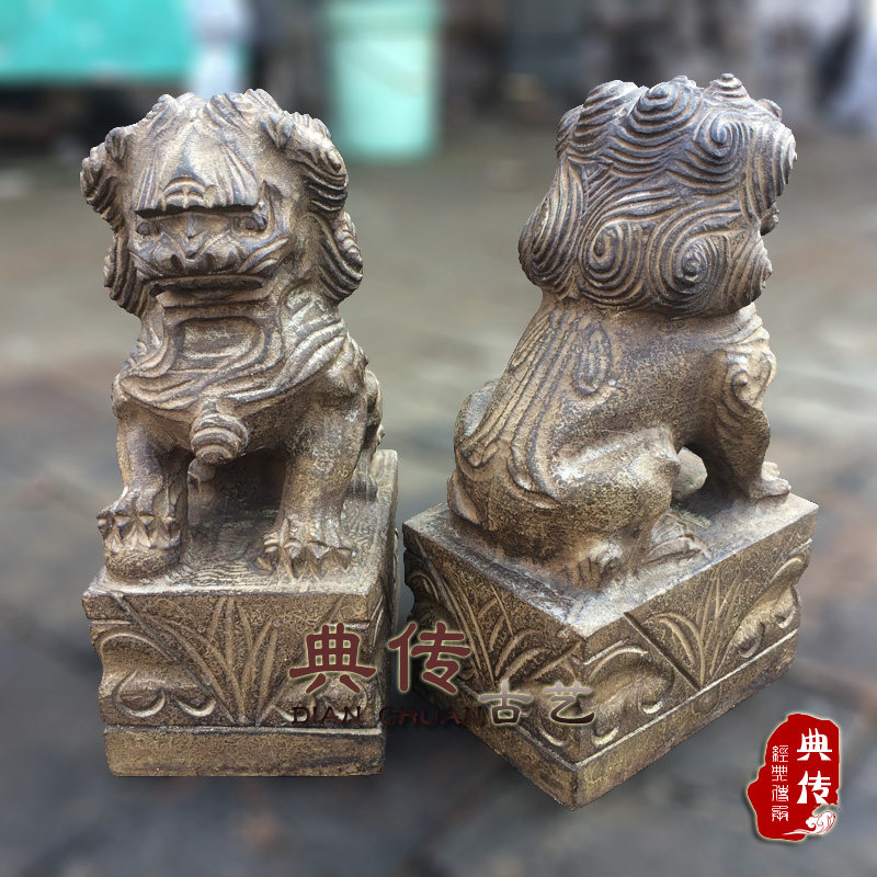 仿古石雕镇宅看门墓地北京狮子一对门前石头摆件青石兽门墩狮子石