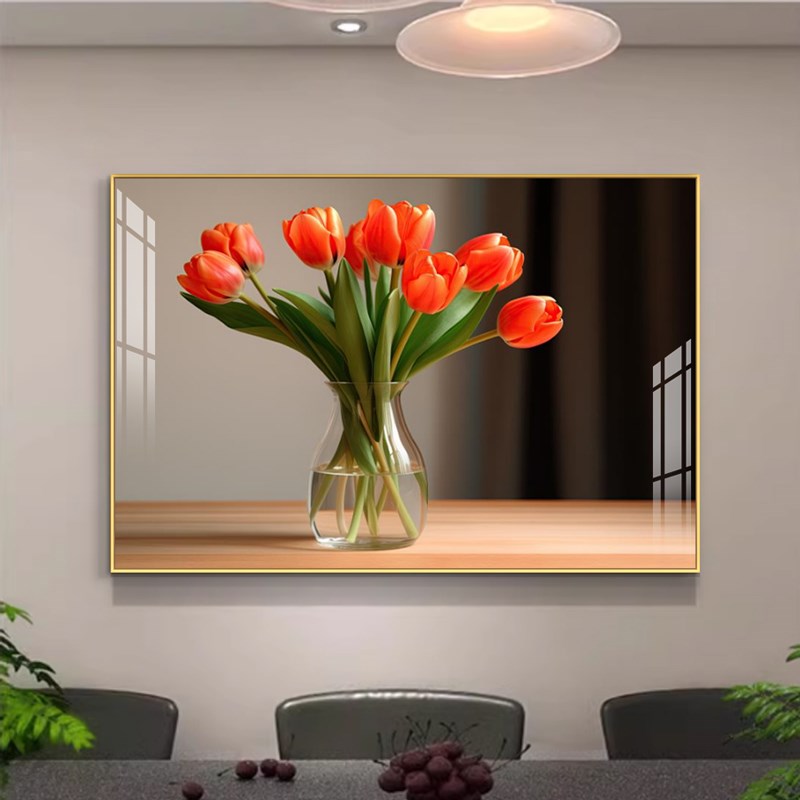 轻奢餐厅装饰画植物花卉客厅餐桌背景墙挂画高档卧室饭厅进门墙画
