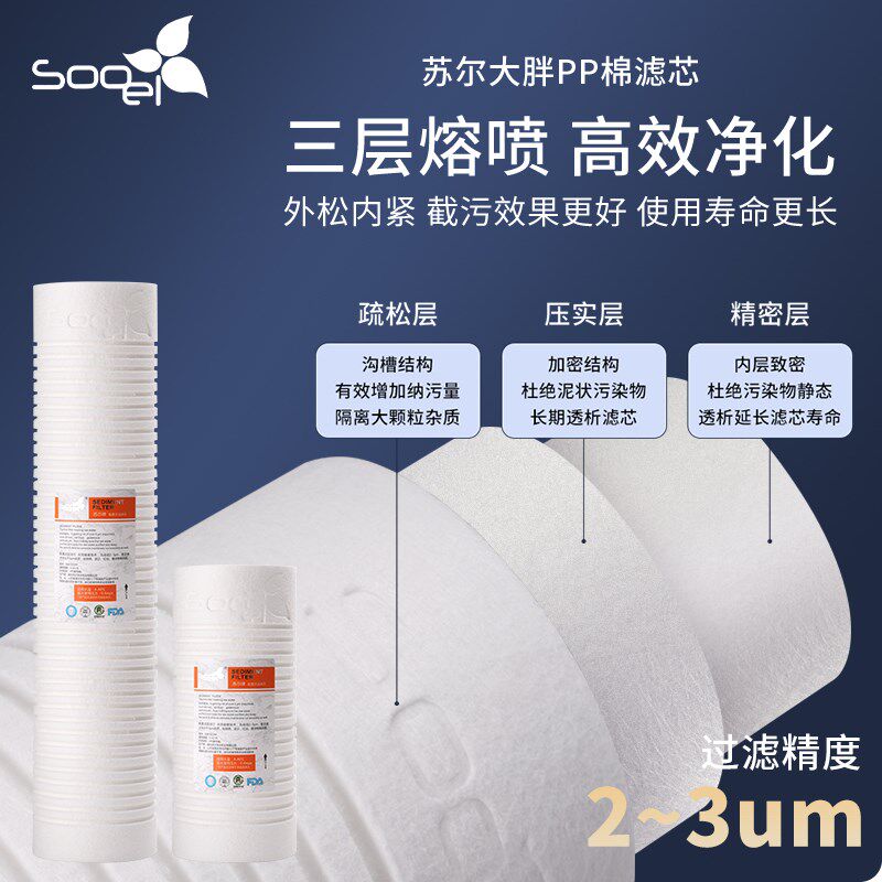 10寸20寸苏尔大胖通用滤芯大白瓶过滤器PP棉活性炭碳棒复合滤芯