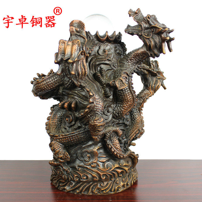 宇卓铜器铜五龙戏珠工艺品摆件纯铜龙黄铜龙铜戏珠龙