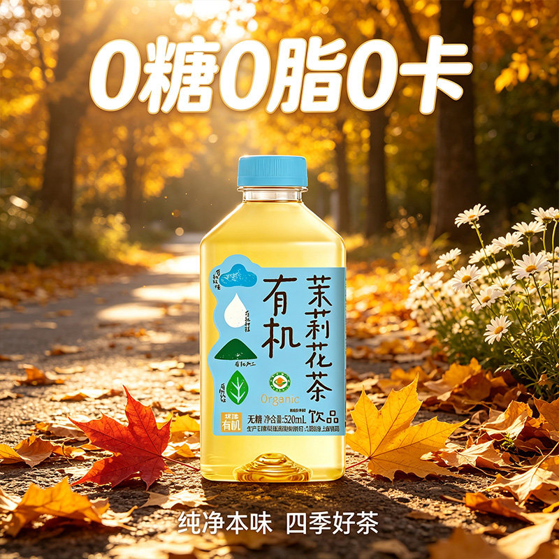 华洋无糖有机茶饮料520ml大瓶