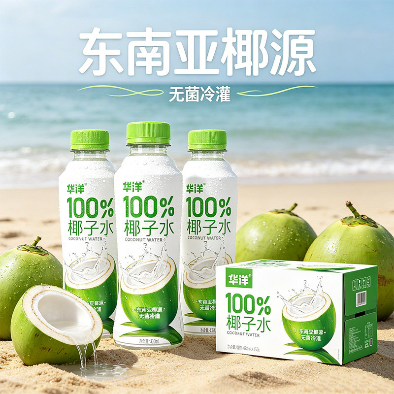 华洋 420ml 纯椰子水鲜榨青椰原液运动补充电解质瓶装饮品12