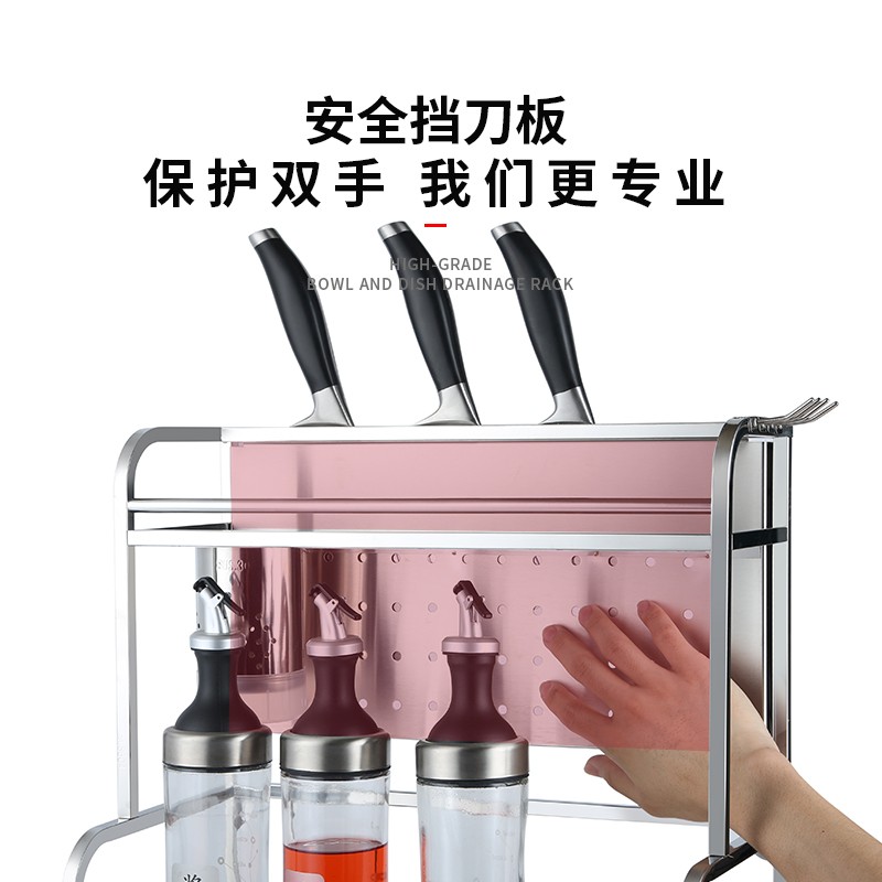 304不锈钢厨房置物架调料架家用2层双层放调味盒瓶油盐酱醋收纳架