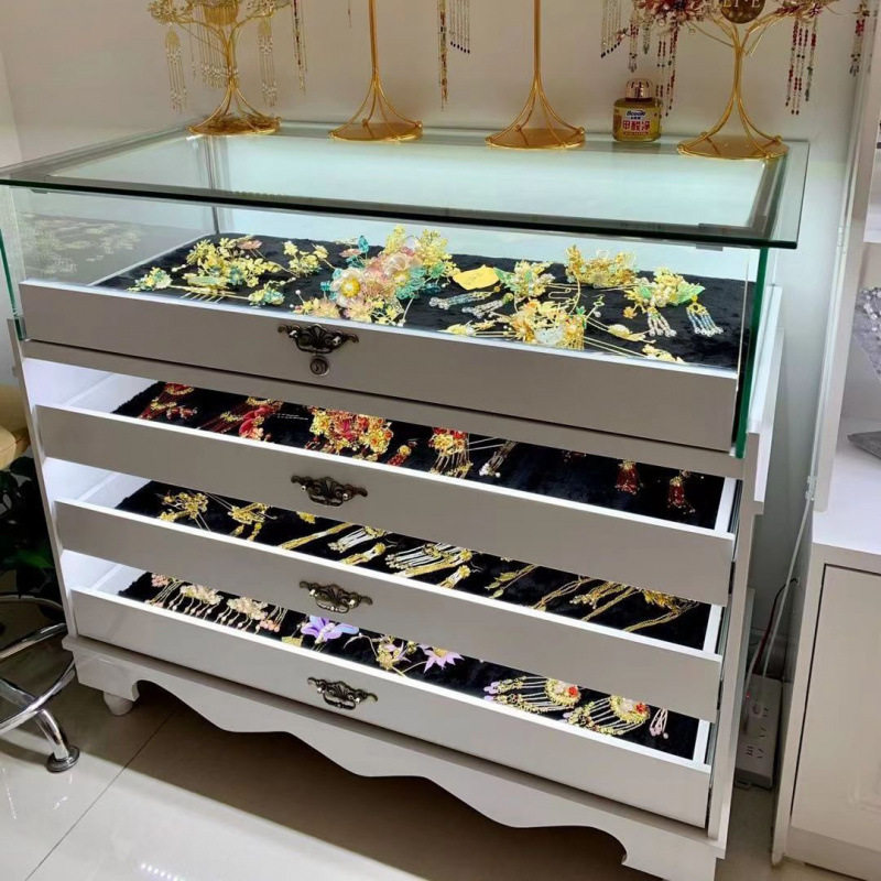 饰品柜台欧式烤漆展示柜首饰展柜中岛柜子珠宝展示柜玻璃柜子实木