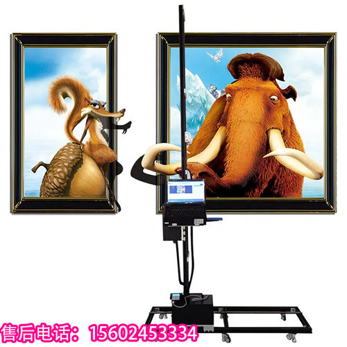 3D墙体喷绘机彩绘机全自动调平双喷头美墙4D打印机绘画机
