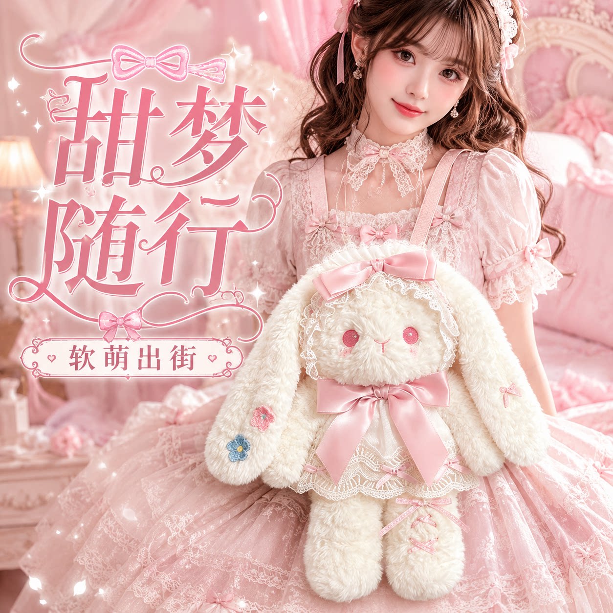 新款洛丽塔仿真兔子包兔子熊公仔