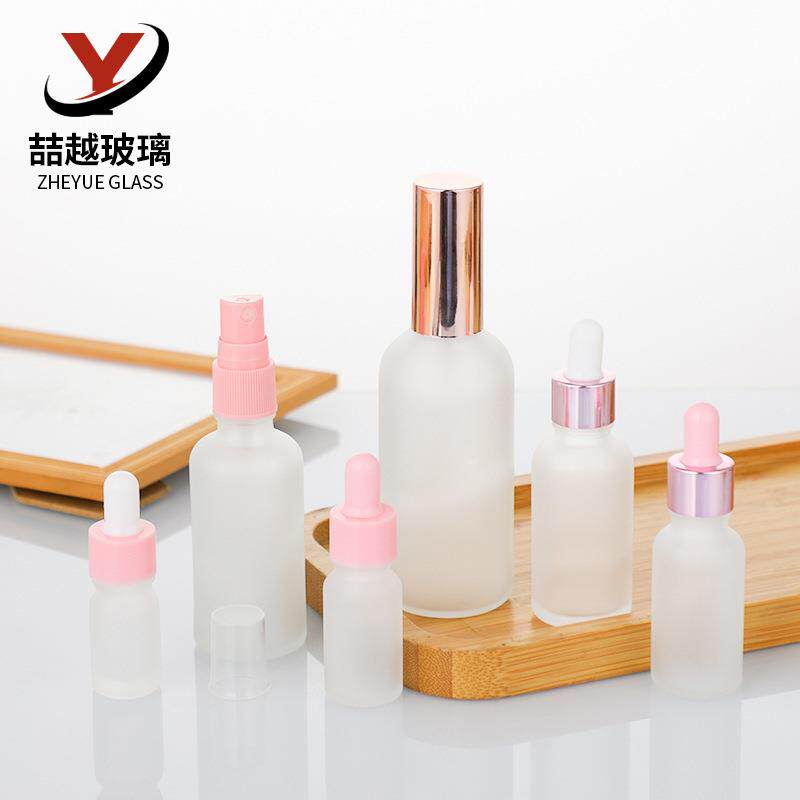 5-100ml蒙砂玻璃精油瓶胶头滴管化妆品分装瓶按压喷雾瓶