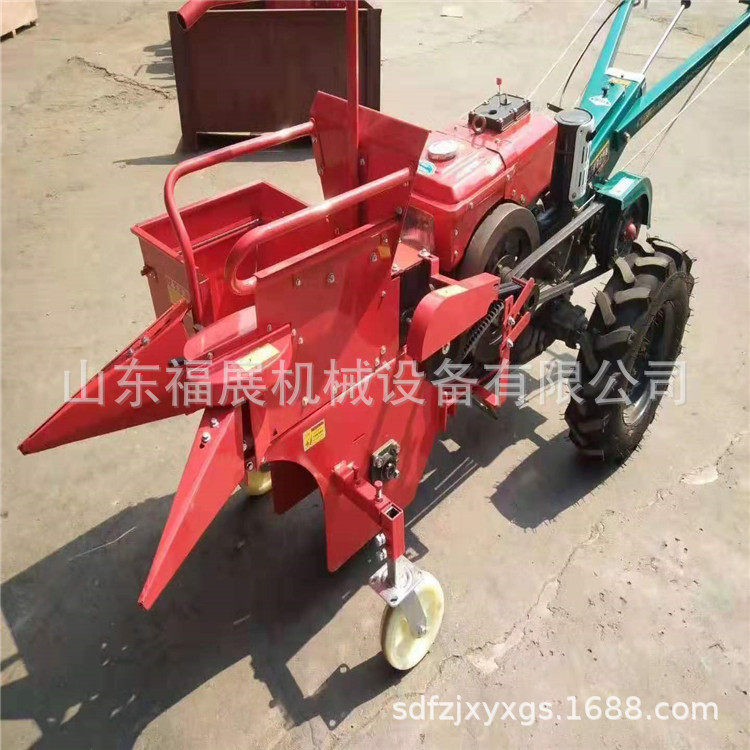 玉米单行收获机玉米秸秆粉碎机 小型半自动化柴油玉米收获机