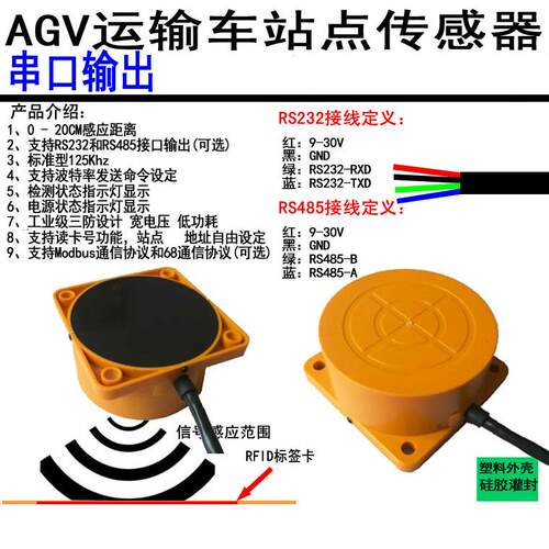 AGV站点传感器20CM射频餐厅机器人地标传感器串口输出CCF-4K-26