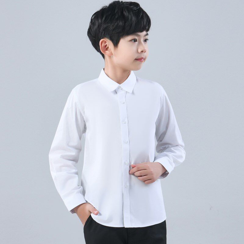 小学生校服白衬衫学院风男孩纯棉男童白衬衣长袖儿童钢琴表演礼服