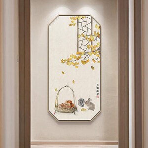 新款幸福一生好寓意禅意新中式入户玄关装饰画走廊过道进门墙壁画