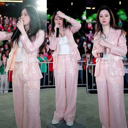 网红女主播歌手婚庆典礼出场服DS舞蹈演出亮片西装舞台套装薄款夏