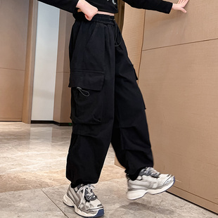 2023新款 秋装 裤 子大童秋季 女孩秋冬加绒休闲裤 儿童加厚裤 女童工装