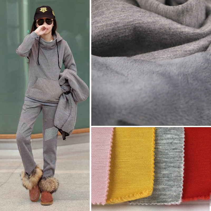 锦超全棉加绒加厚针织不倒绒布料冬保暖拉绒卫衣服装面料宝宝贴身