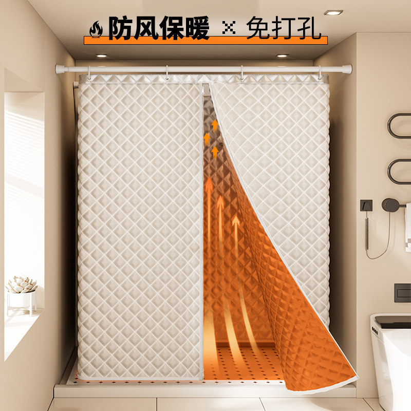 农村家用加厚夹棉浴罩冬天户外防寒防风洗澡保温罩方形防水浴帘