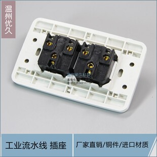 118型二位六孔10A多功能两位宽板万能插座工业流水线插座开关面板