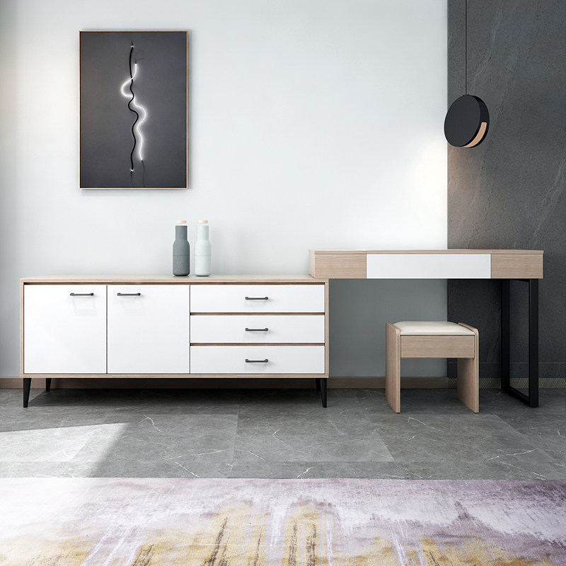 轻奢梳妆台收纳柜一体主卧室房间电视柜带书桌组合多功能储物翻盖